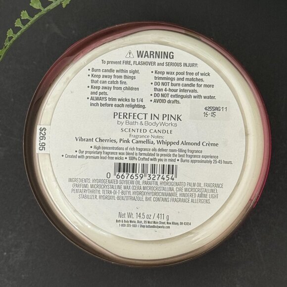 BBW Perfect in Pink Bath & Body Works 3 Wick Candle - Picture 10 of 10